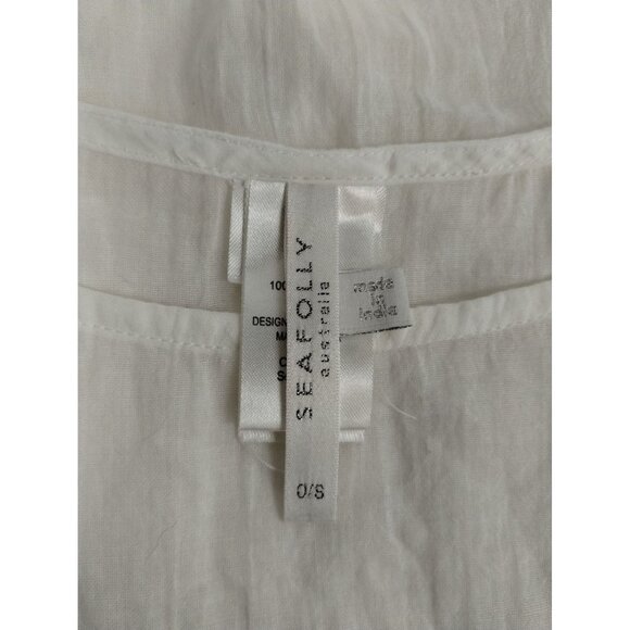 Seafolly Australia Womens One Size White Cotton Linen Kaftan Dress Swim Coverup - Picture 6 of 7